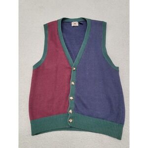 Vintage Halifax Outfitters Sweater Vest Mens M (Fits L) Colorblock Knit Preppy
